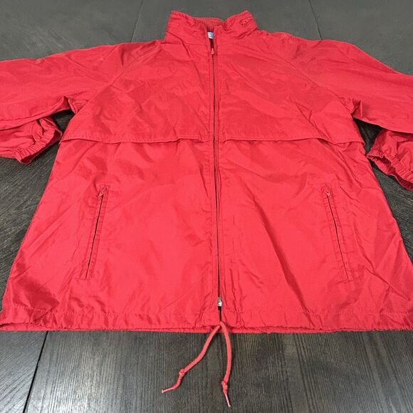 Vtg Woolrich Teton Red Windbreaker Jacket Removable Hood Women's Medium USA - Picture 3 of 10